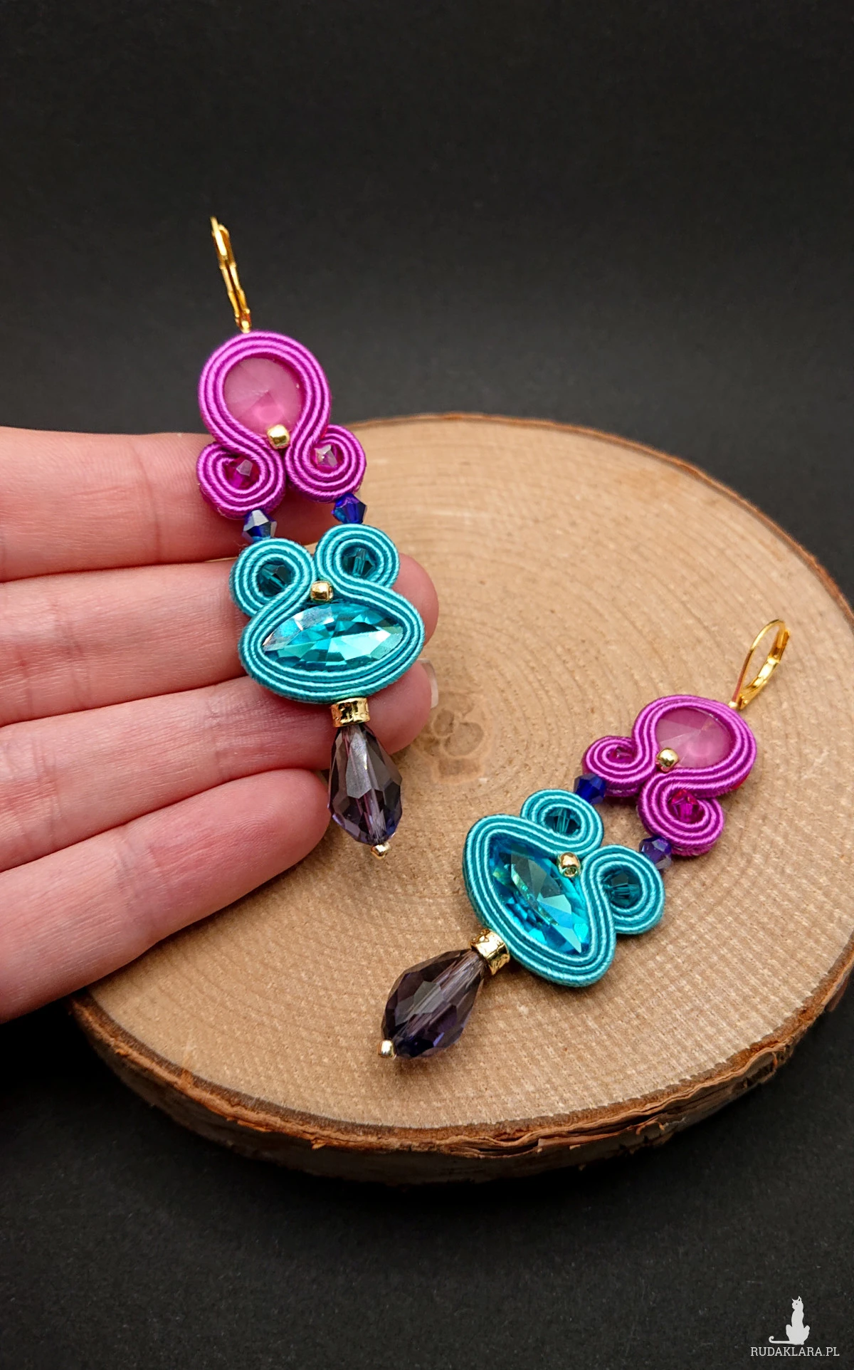 KOLOROWE KOLCZYKI SUTASZ Z KRYSZTAŁKAMI 1